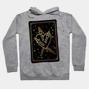 Three of Swords Tarot Gold Hoodie